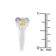 Mina 3.1ct Multicolor CZ Rhodium Cocktail Ring - Flyclothing LLC