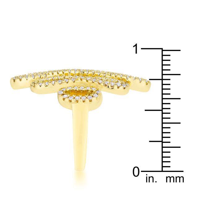 Natasha 0.94ct CZ 14k Gold Contemporary Cocktail Ring - Flyclothing LLC