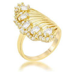 Natalie 2.15ct CZ 14k Gold Contemporary Cocktail Ring - Flyclothing LLC