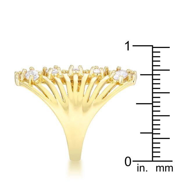 Natalie 2.15ct CZ 14k Gold Contemporary Cocktail Ring - Flyclothing LLC