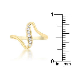 Sheryl 0.07ct CZ 14k Gold Simple Wave Ring - Flyclothing LLC