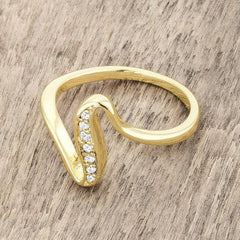 Sheryl 0.07ct CZ 14k Gold Simple Wave Ring - Flyclothing LLC