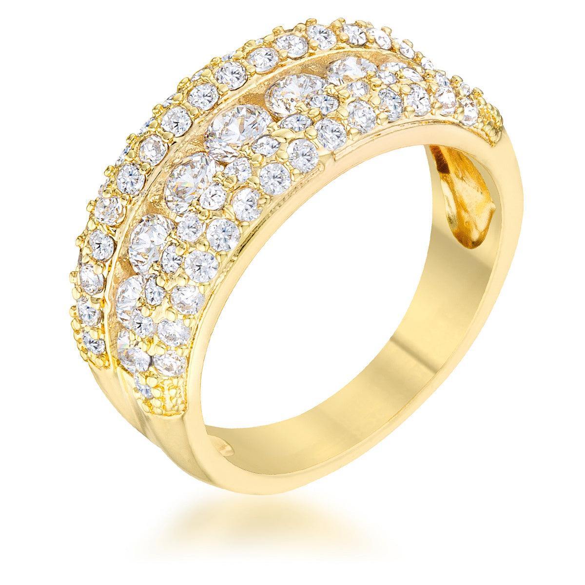 Luna 1.1ct CZ 14k Gold Classic Band Ring - Flyclothing LLC