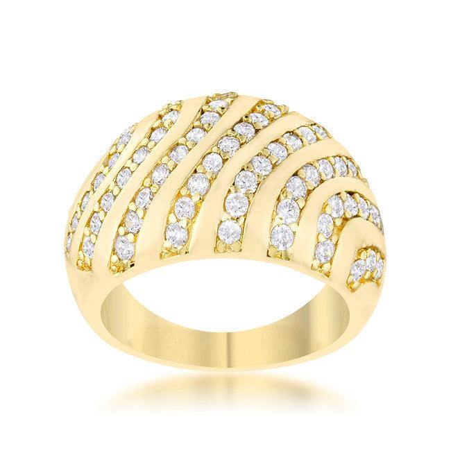 Shayla 0.95ct CZ 14k Gold Contemporary Dome Ring - Flyclothing LLC