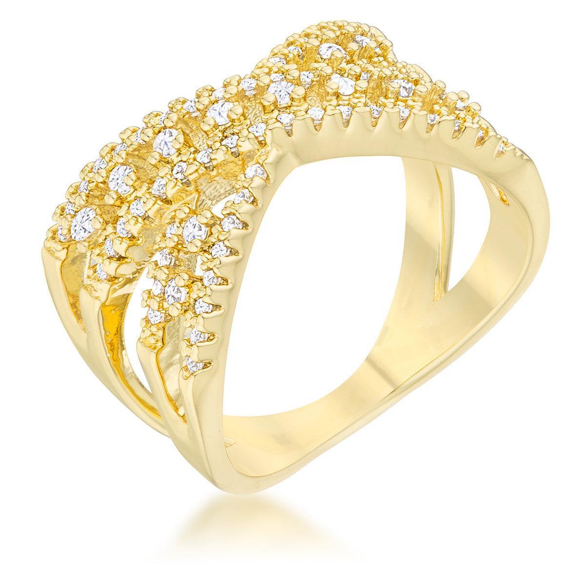 Sandy 0.37ct CZ 14k Gold Classic Criss Cross Ring - Flyclothing LLC