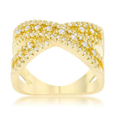 Sandy 0.37ct CZ 14k Gold Classic Criss Cross Ring - Flyclothing LLC