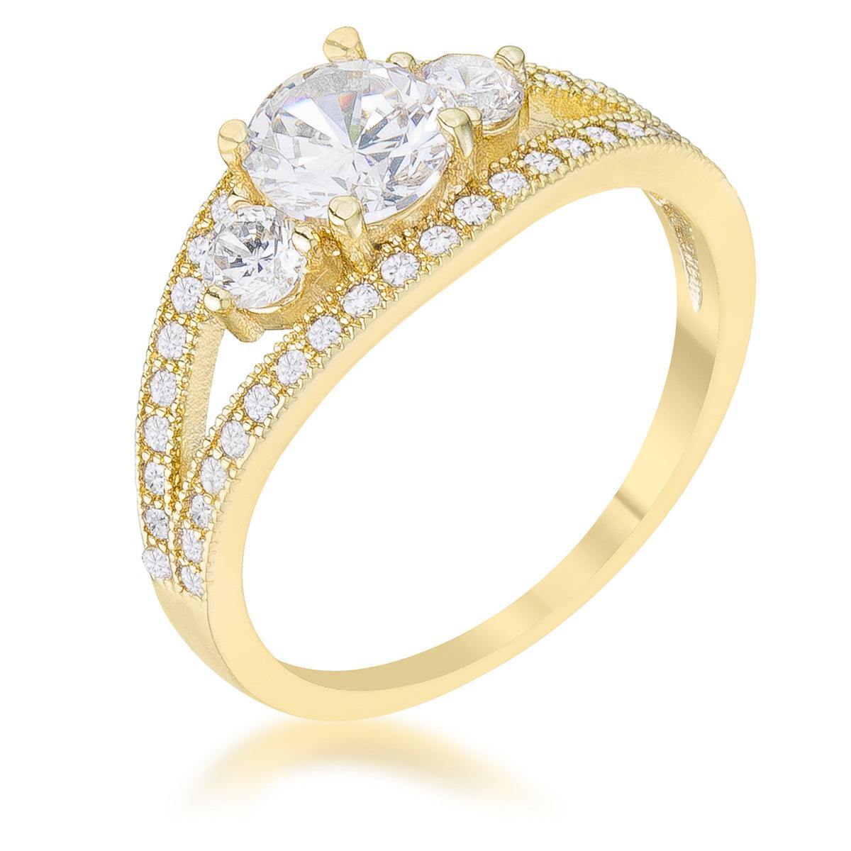 Genna 1.1ct CZ 14k Gold Delicate Classic Ring - Flyclothing LLC