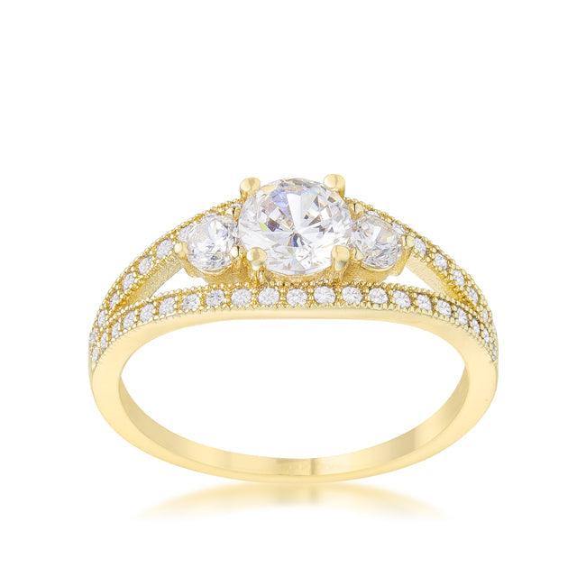 Genna 1.1ct CZ 14k Gold Delicate Classic Ring - Flyclothing LLC