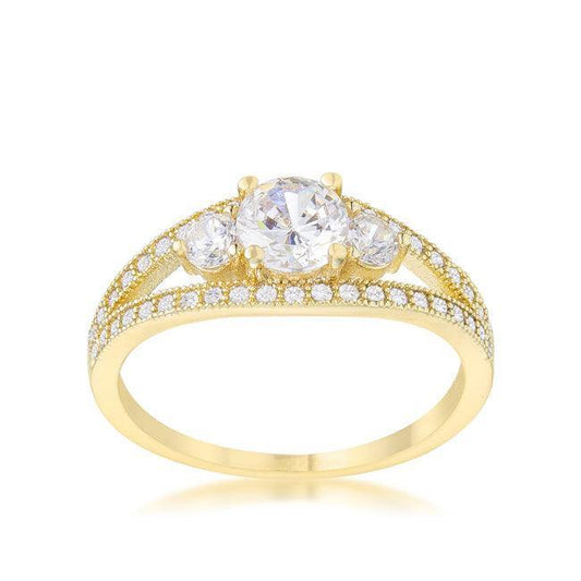 Genna 1.1ct CZ 14k Gold Delicate Classic Ring - Flyclothing LLC