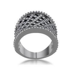 Brin 1.4ct CZ Hematite Wide Woven Style Ring - JGI