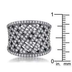 Brin 1.4ct CZ Hematite Wide Woven Style Ring - JGI