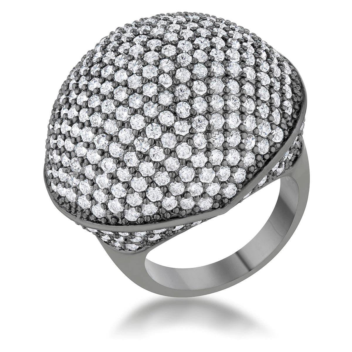 Dara 4.75ct CZ Hematite Dome Cocktail Ring - JGI