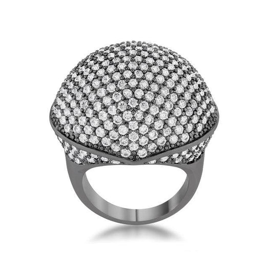 Dara 4.75ct CZ Hematite Dome Cocktail Ring - JGI