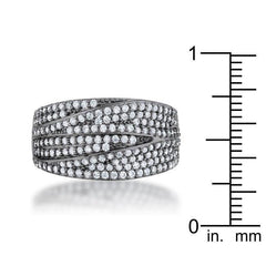 Kina 1.7ct Clear CZ Hematite Contemporary Cocktail Ring - Flyclothing LLC