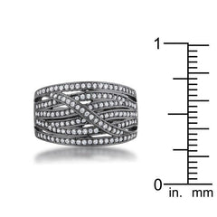 Shirah 0.75ct CZ Hematite Wide Statement Ring - Flyclothing LLC