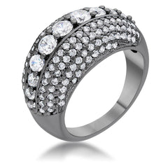 Krista 1.5ct CZ Hematite Contemporary Cocktail Ring - Flyclothing LLC