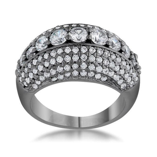 Krista 1.5ct CZ Hematite Contemporary Cocktail Ring - Flyclothing LLC