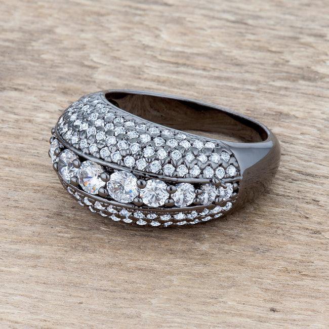 Krista 1.5ct CZ Hematite Contemporary Cocktail Ring - Flyclothing LLC