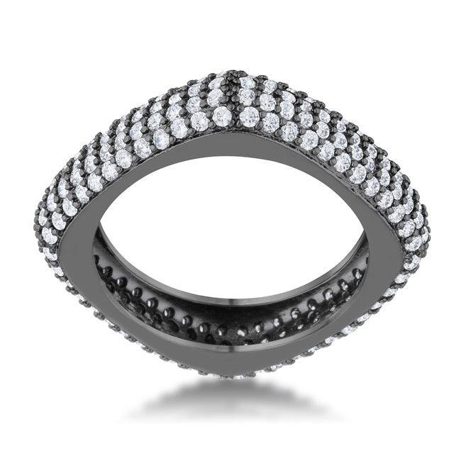 Jana 1.29ct CZ Hematite Contemporary Square Band Ring - JGI