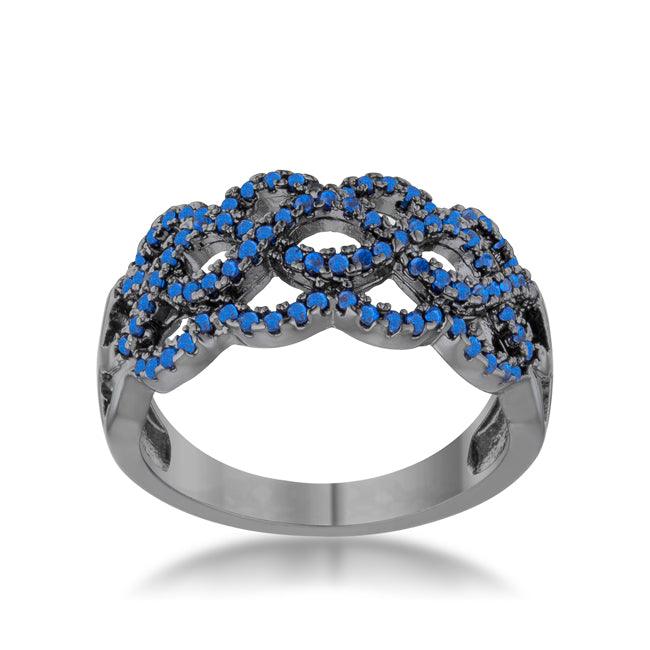 Brina 0.4ct Sapphire CZ Hematite Twist Ring - Flyclothing LLC