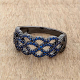 Brina 0.4ct Sapphire CZ Hematite Twist Ring - Flyclothing LLC