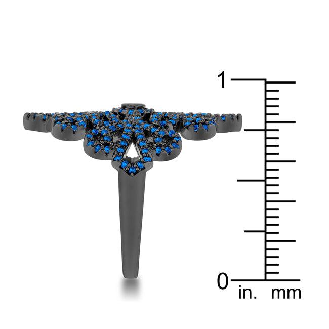 Victoria 1.23ct Sapphire CZ Hematite Filigree Cocktail Ring - Flyclothing LLC