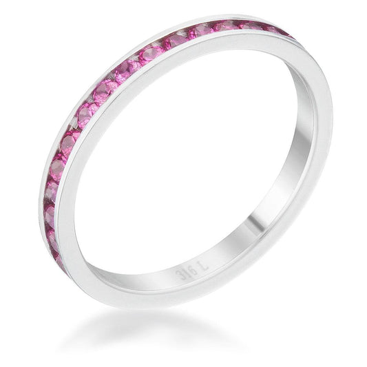 Teresa 0.5ct Ruby CZ Stainless Steel Eternity Band - Flyclothing LLC