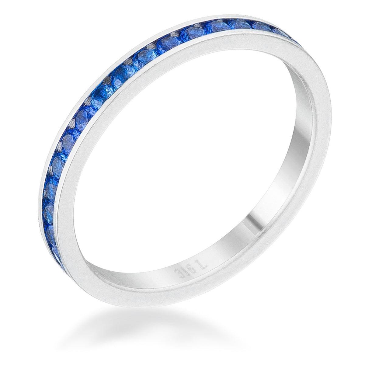 Teresa 0.5ct Sapphire CZ Stainless Steel Eternity Band - Flyclothing LLC