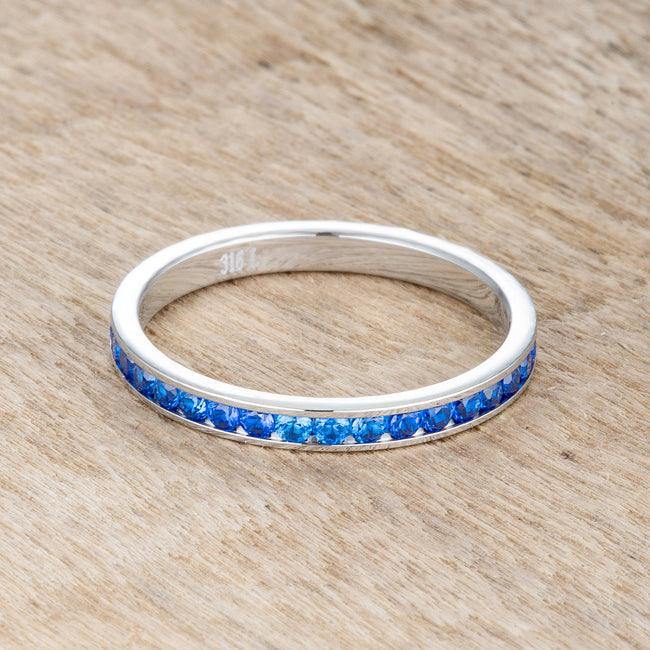 Teresa 0.5ct Sapphire CZ Stainless Steel Eternity Band - Flyclothing LLC