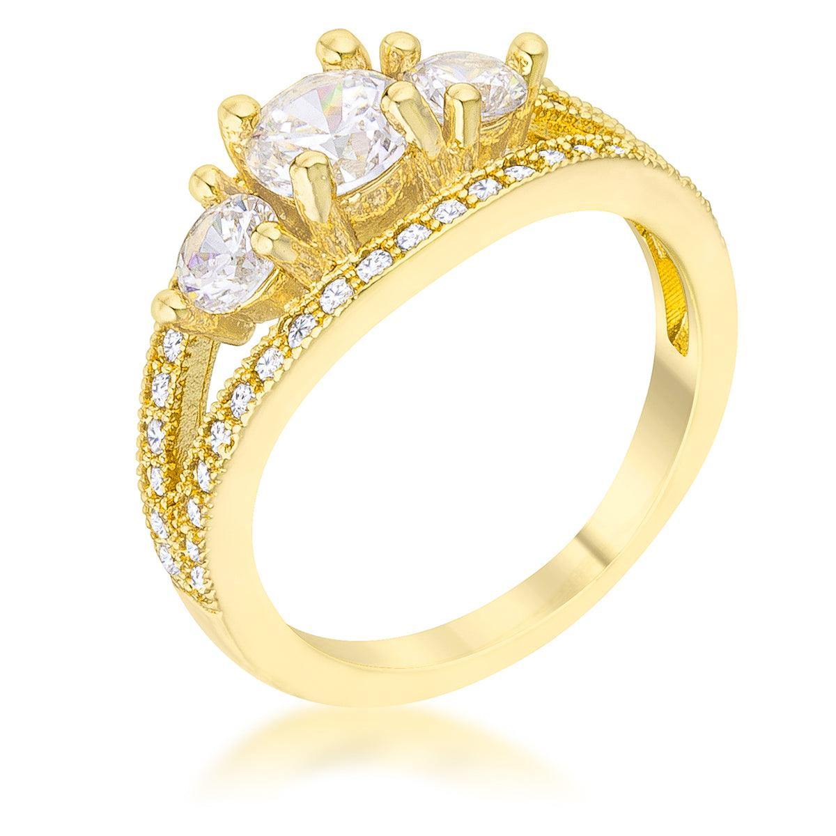 Geneviere 1.45ct CZ 14k Gold Classic Ring - Flyclothing LLC