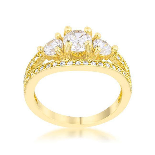 Geneviere 1.45ct CZ 14k Gold Classic Ring - Flyclothing LLC