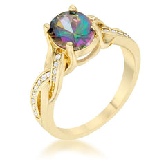 Justine 2ct Mystic CZ 14k Gold Classic Oval Ring - Flyclothing LLC