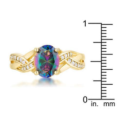 Justine 2ct Mystic CZ 14k Gold Classic Oval Ring - Flyclothing LLC