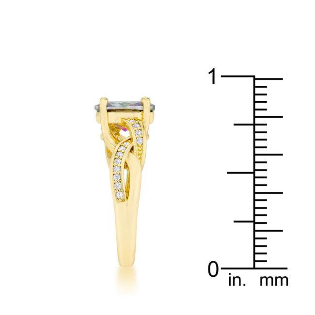 Justine 2ct Mystic CZ 14k Gold Classic Oval Ring - Flyclothing LLC