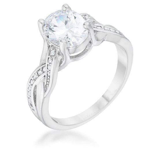 Justine 2ct CZ Rhodium Classic Oval Ring - Flyclothing LLC