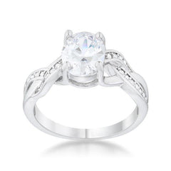 Justine 2ct CZ Rhodium Classic Oval Ring - Flyclothing LLC