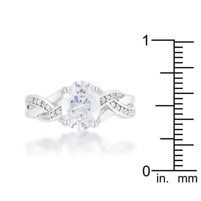 Justine 2ct CZ Rhodium Classic Oval Ring - Flyclothing LLC