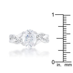 Justine 2ct CZ Rhodium Classic Oval Ring - Flyclothing LLC