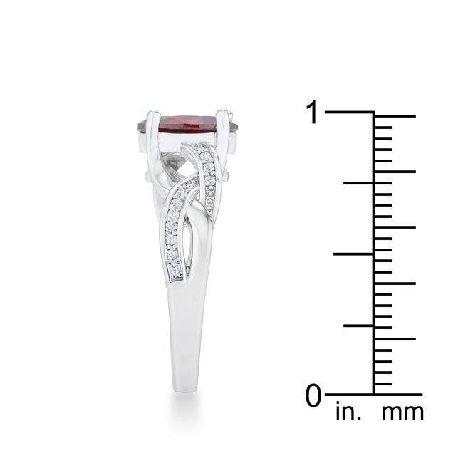 Justine 2ct Garnet CZ Rhodium Classic Oval Ring - Flyclothing LLC