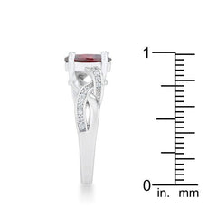 Justine 2ct Garnet CZ Rhodium Classic Oval Ring - Flyclothing LLC