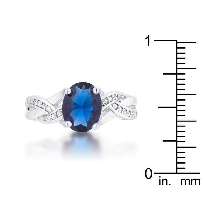 Justine 2ct Sapphire CZ Rhodium Classic Oval Ring - Flyclothing LLC