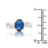 Justine 2ct Sapphire CZ Rhodium Classic Oval Ring - Flyclothing LLC