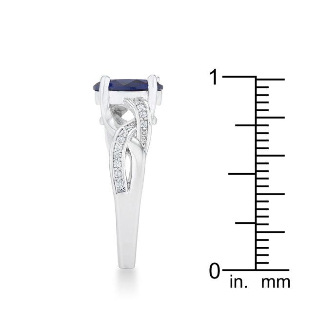 Justine 2ct Sapphire CZ Rhodium Classic Oval Ring - Flyclothing LLC