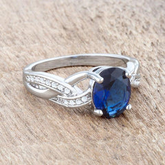 Justine 2ct Sapphire CZ Rhodium Classic Oval Ring - Flyclothing LLC