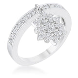 Snowflake 0.35ct CZ Rhodium Simple Holiday Charm Band Ring - Flyclothing LLC