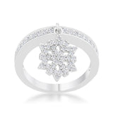 Snowflake 0.35ct CZ Rhodium Simple Holiday Charm Band Ring - Flyclothing LLC