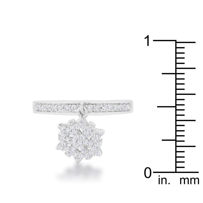 Snowflake 0.35ct CZ Rhodium Simple Holiday Charm Band Ring - Flyclothing LLC