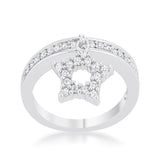 Star 0.25ct CZ Rhodium Simple Holiday Charm Band Ring - Flyclothing LLC