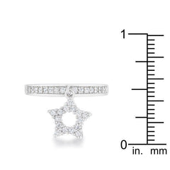 Star 0.25ct CZ Rhodium Simple Holiday Charm Band Ring - Flyclothing LLC