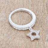 Star 0.25ct CZ Rhodium Simple Holiday Charm Band Ring - Flyclothing LLC